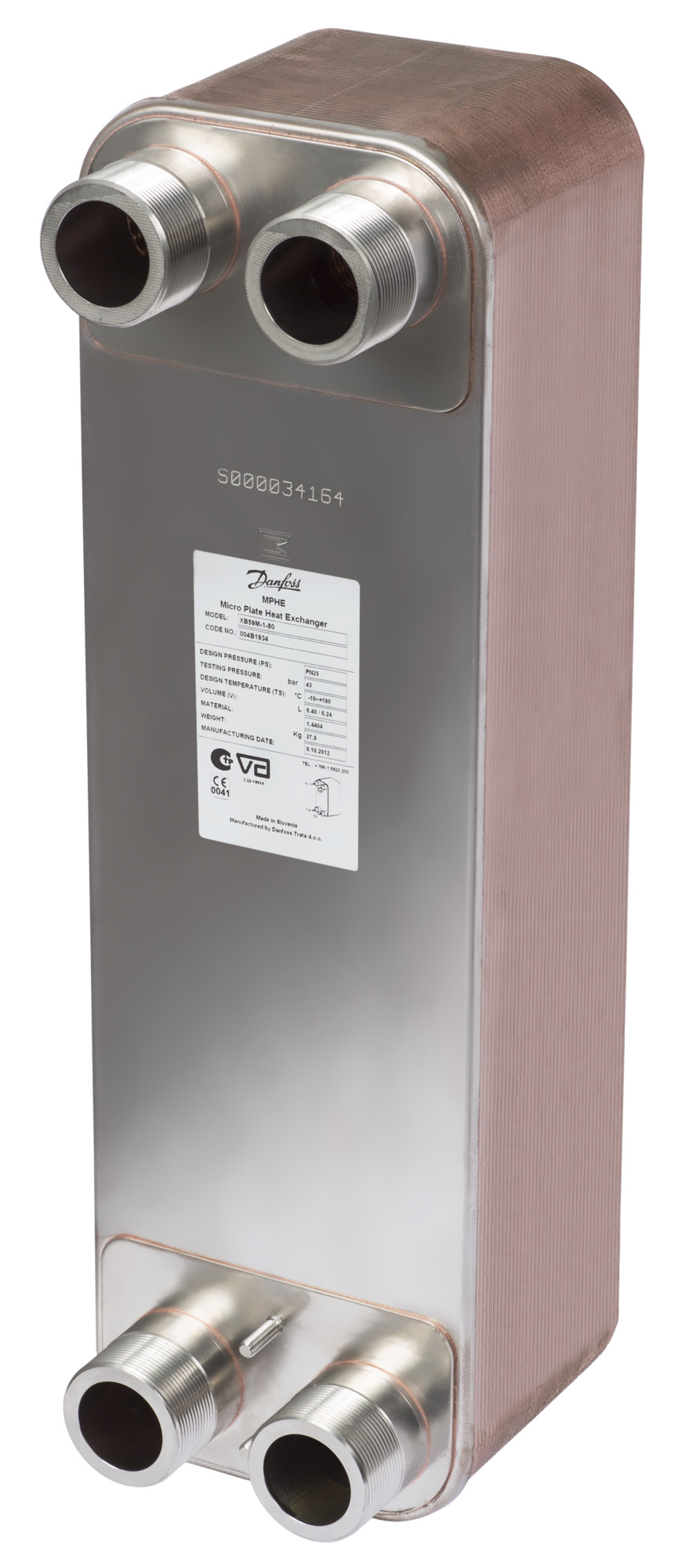 Danfoss gelöteter Wärmeübertrager MPHE XB 59M-1 50 PN25 G 2 A x 52mm