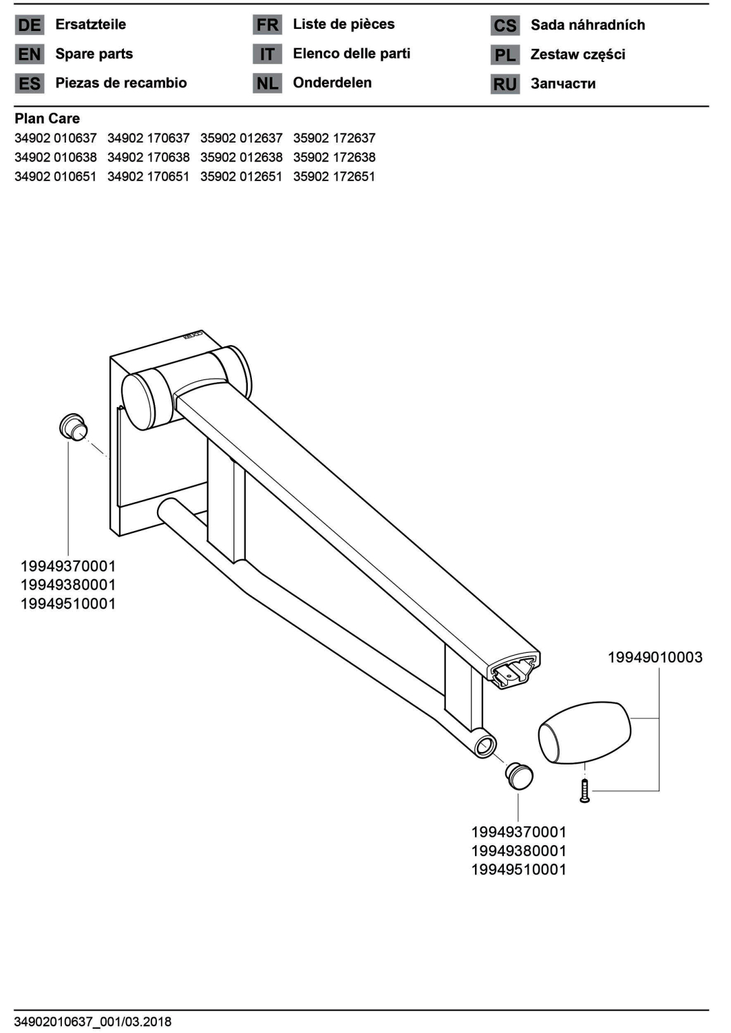 KEUCO SK-Griff WT Plan Care 34902, silber-eloxiert/schwarzgrau, 650 mm