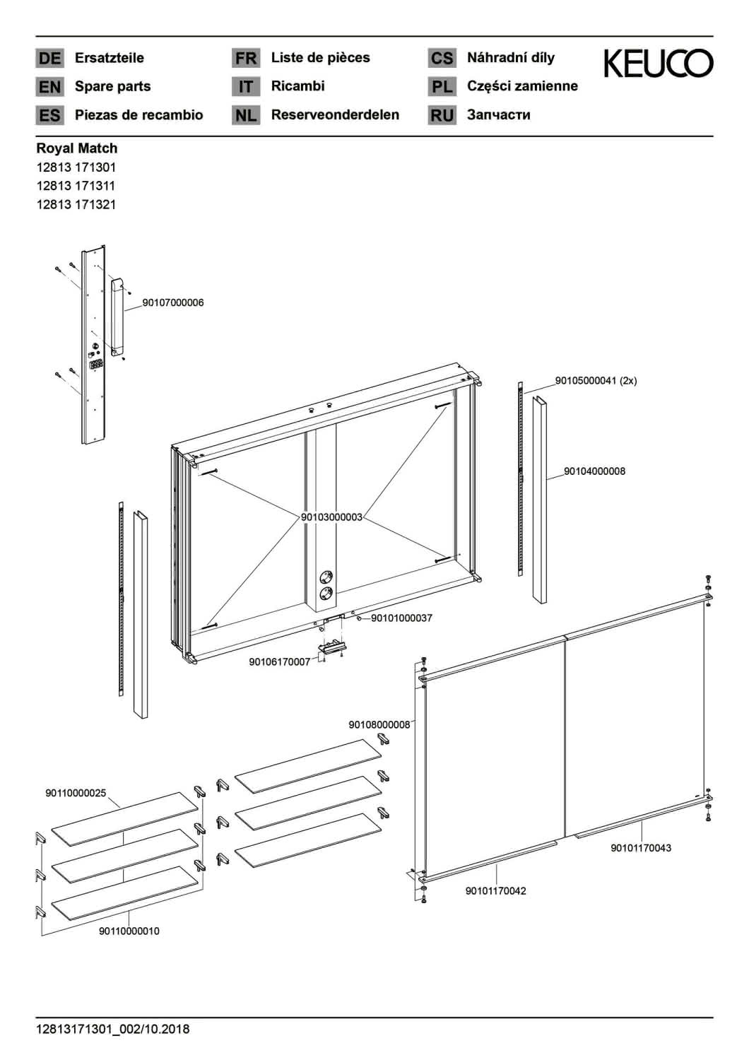 KEUCO Spiegelschrank Royal Match 12813, Wandeinbau, 1000 x 700 x 149 mm