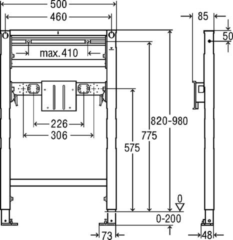 Viega Waschtisch-Element Prevista Dry 8536.31 barrierefrei in 820/980 mm