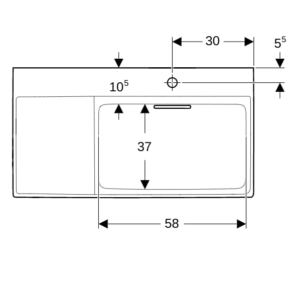 Geberit ONE WT 90x48cm, CleanDrain, Ablg.li m. Hl., o. Ül., weiß, KeraTect/weiß glzd