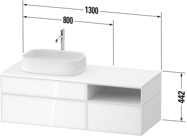 Duravit Konsolen-WTU wh Zencha 550x1300x442mm Eiche Natur/Taupe Superm. 2 AZ 1 SK