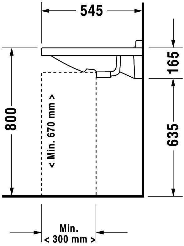 DU Waschtisch Starck 3 Vital Med 600 mm ohne ÜL, mit HLB, HL-Vst., weiß
