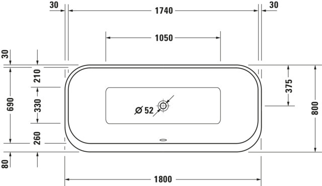 DU Happy D.2 Plus BW 1800x800 Freist. Naht.Acrylv.,RS 2 Pos.L/R,Weiß/Graph.SM