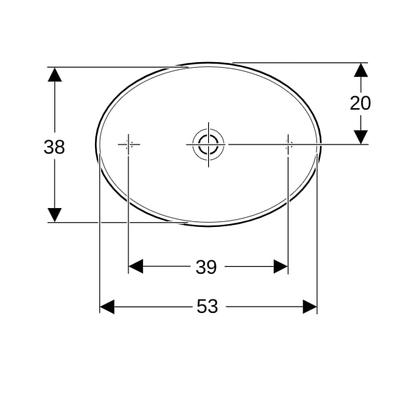 Geberit VariForm Aufsatzwaschtisch, oval 55x40cm, o. Hl, o. Ül., weiß, KeraTect