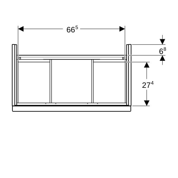 Geberit iCon Unterschrank f. WT, verk. Ausld. 74x61,5x41,6cm, 2 Schubl., lava