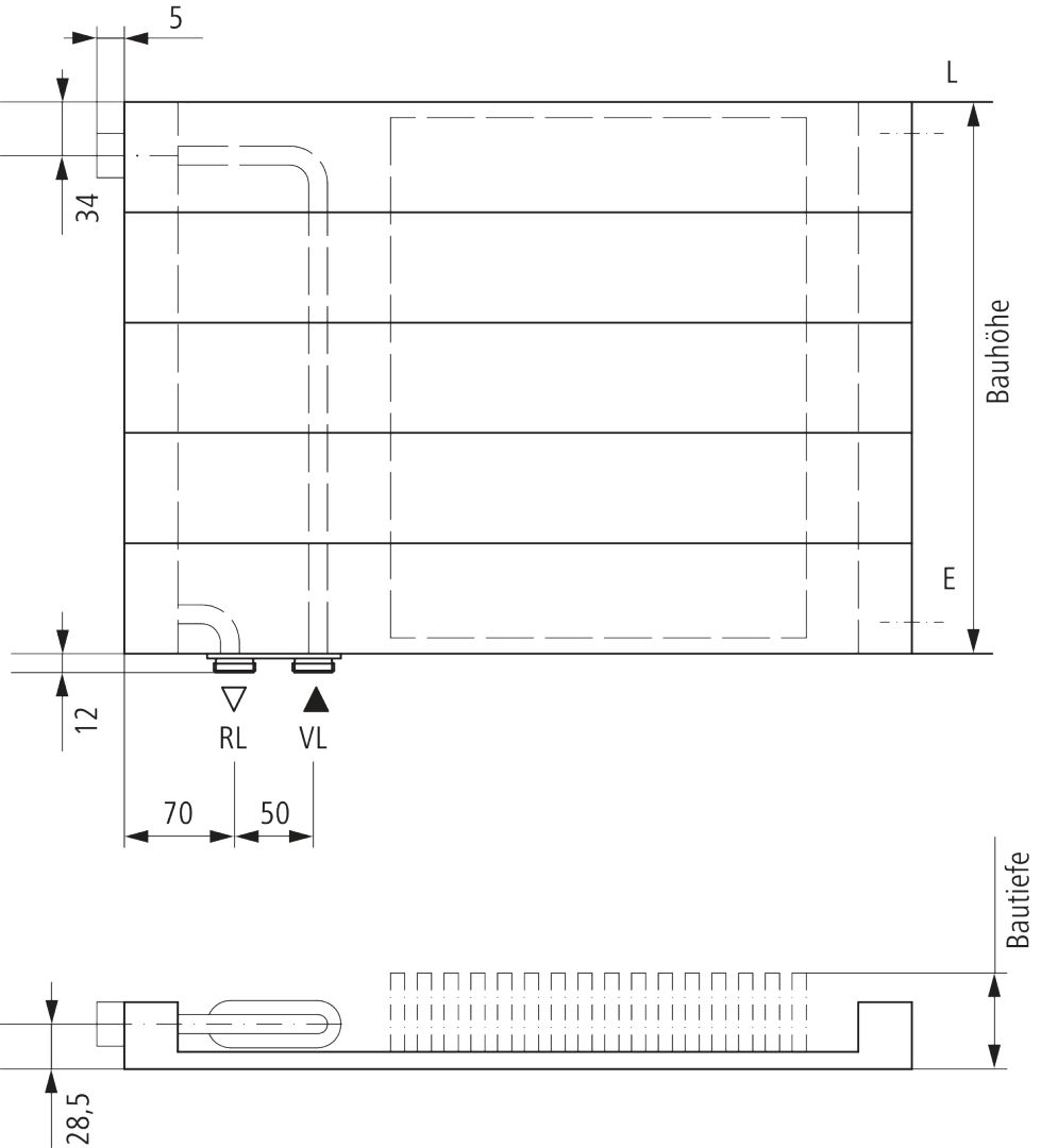 Kermi V-Heizwand HHV T10 BH560x43x500 QN297, RAL9016, 6 bar,o. Abd.,Ausf. re