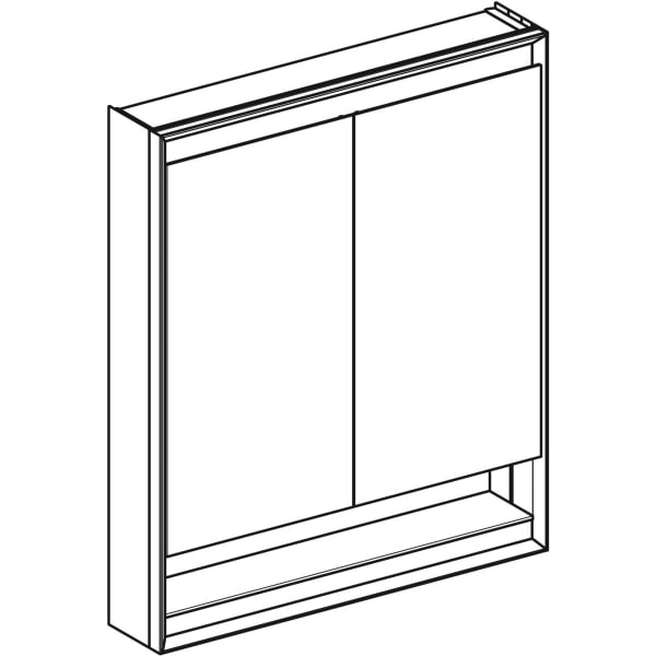 Geberit ONE Spiegelschrank mit Ni/Comf.Light 2 Türen, AP-Mont., 75x90x15cm, alu.
