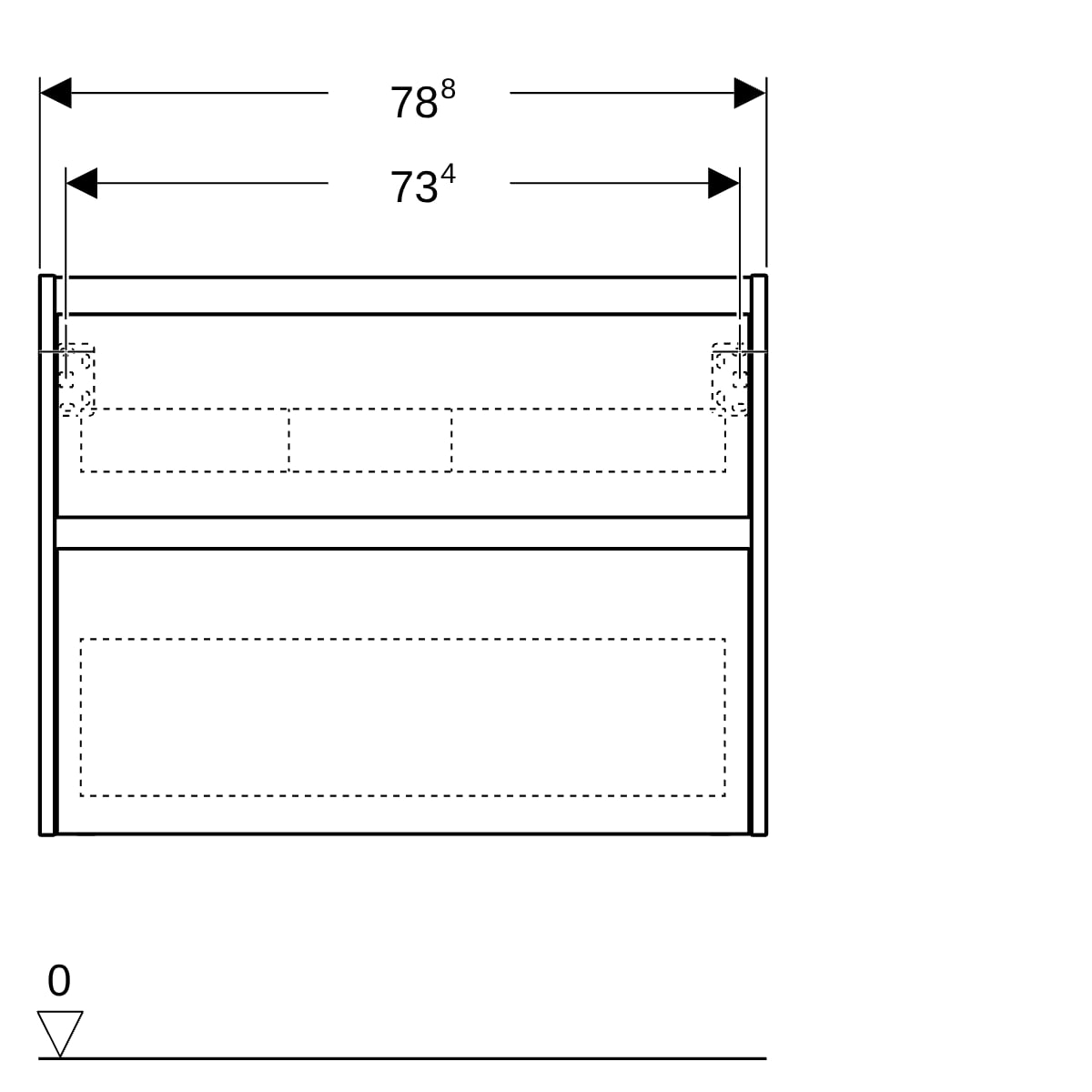 Geberit Unterschrank für MWT, 2 Schubladen B:80cm, Eiche natur