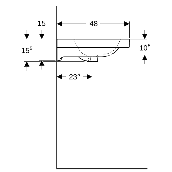 Geberit iCon Light Waschtisch 75x48cm ohne Hahnloch, ohne Überlauf, weiß