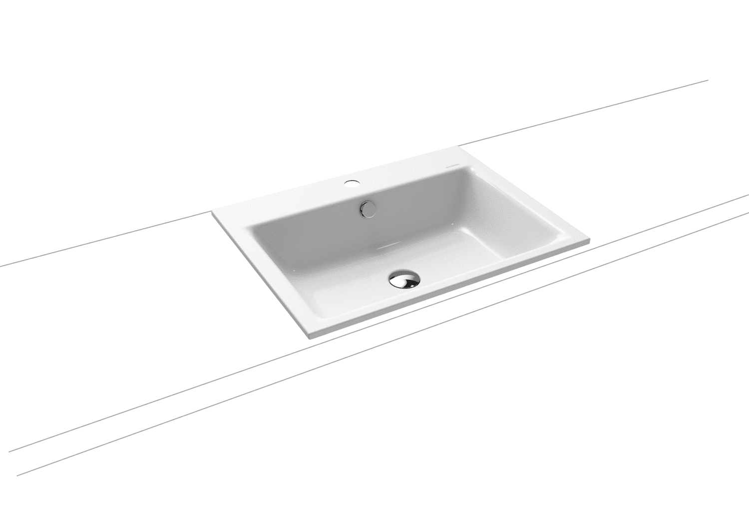 KA WB PURO EINBAUWASCHTISCH Mod.3151,600 x460mm,alpinweiß,PEFF,AD,m. 1HL,mÜL,chr