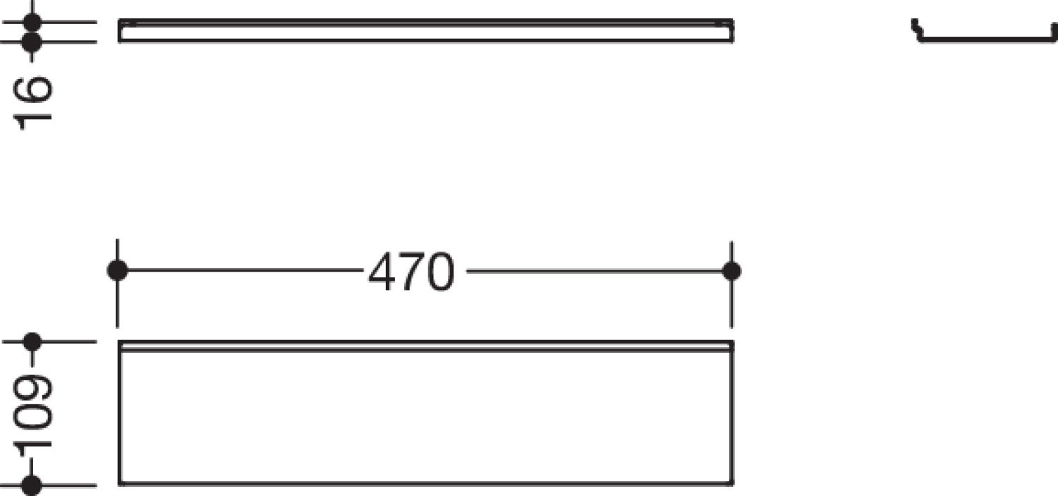 HEWI Ablage, 470mm, pulverbeschichtet dgrau tiefmatt