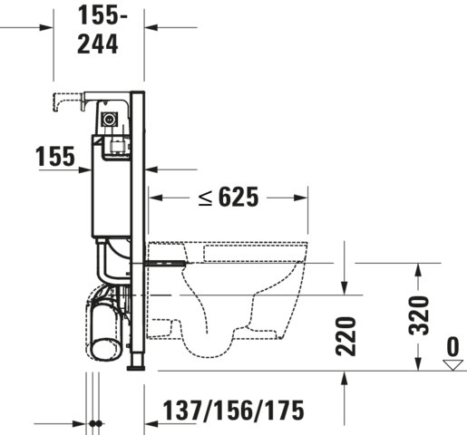 Duravit DuraSyst. für WWC,Standard,Trockenbau Höhe 840,Spülbed.mechanisch Vorne/Oben