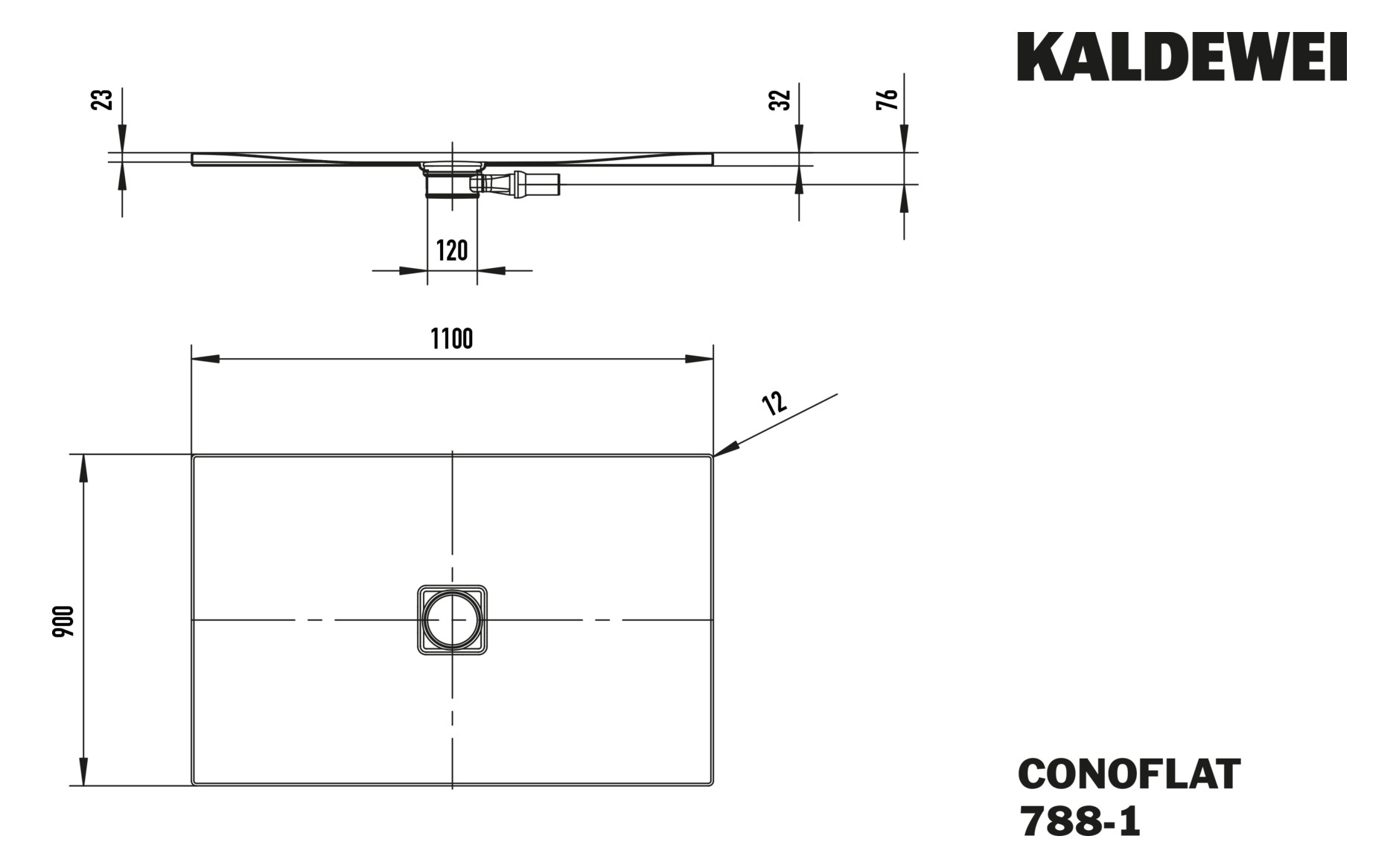 KA DW CONOFLAT Mod.788-1,900x1100x32mm, alpinweiß matt,Invisible Grip