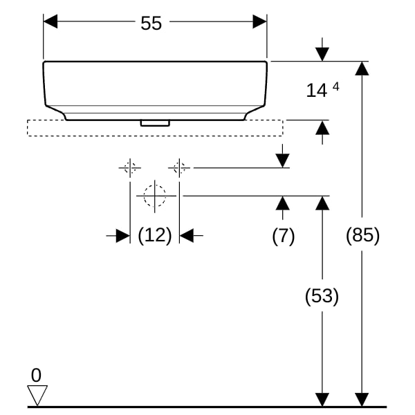 Geberit VariForm Aufsatz-WT, rechteckig 55x40cm, o. Hl, o. Ül., weiß, KeraTect