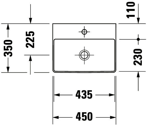 DU Handwaschbecken DuraSquare 450mm o.ÜL, m.HLB, o.HL, weiß
