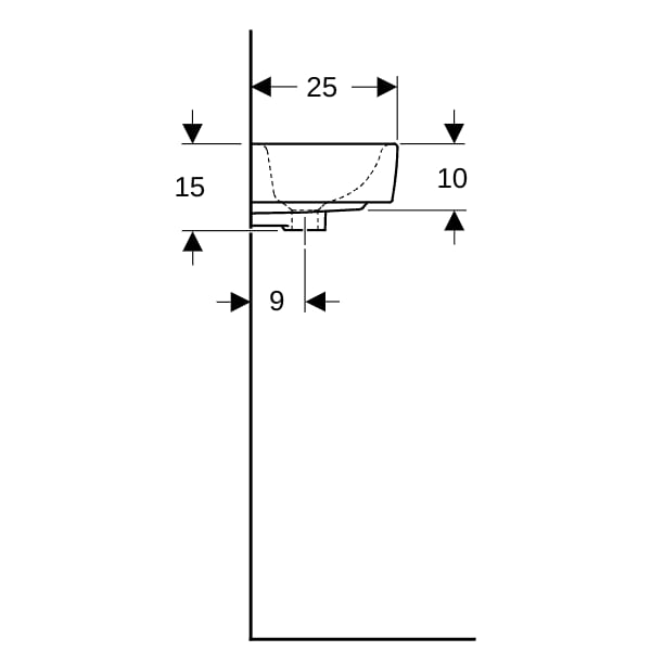 Geberit Renova Compact HWB, verk. Ausladung 40x25cm, o. Hl., o. Ül., weiß, KeraTect