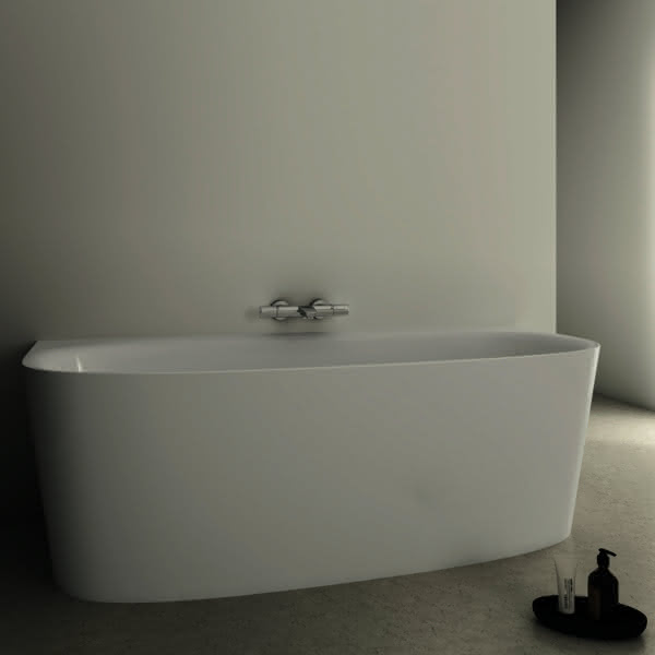 IS D-Form-Badewanne DEA f.Wandanbindung, m.Ablauf, 1800x800x475/610mm, Weiß