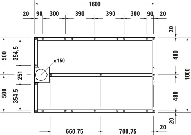DU Fußgestell für Stonetto Duschwanne 1600x1000mm
