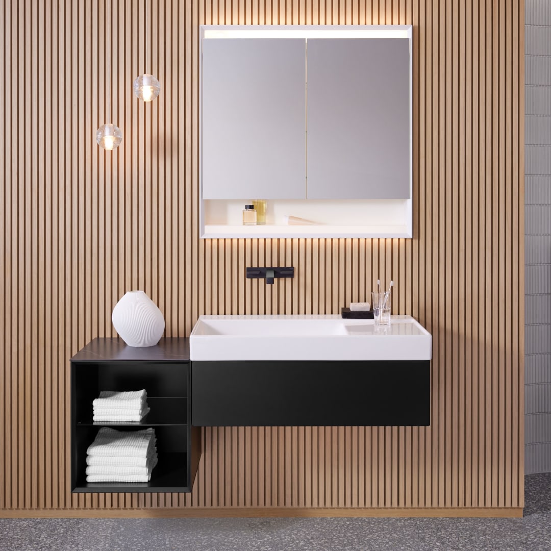 Geberit ONE Abdeck. f. Seitenschrank/-Element 45x0,4x46,5cm, Marmoroptik schwarz matt