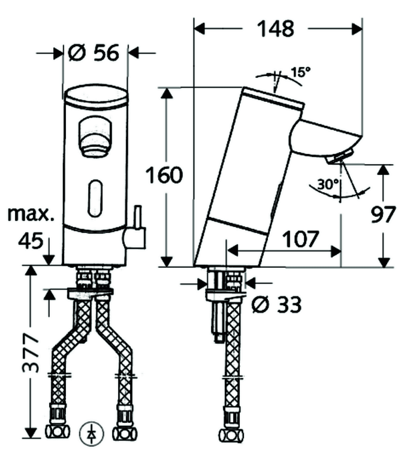 SCHELL WT-Arm. PURIS E HD-M, Elektron. Mischwasser,  Batteriebetrieb, chrom