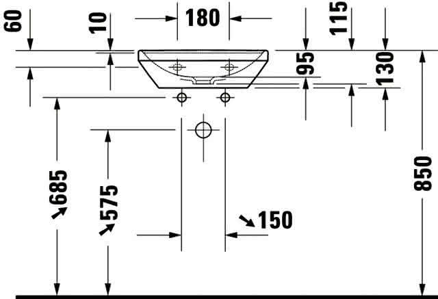 DU HWB D-Neo 450mm, weiß o.ÜL,m.HLB,1HL,Unterseite glasiert
