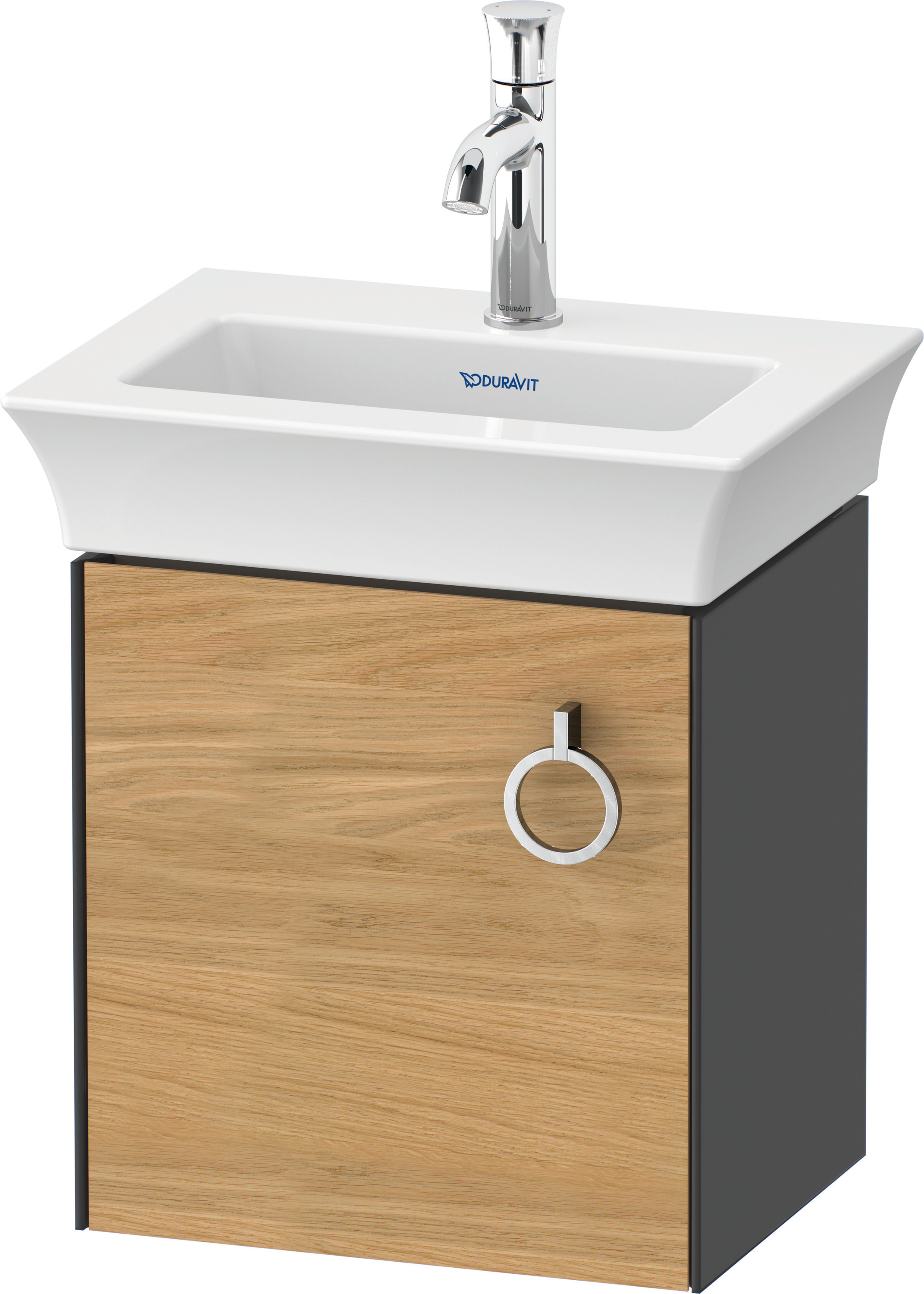 Duravit WTU wandh. White Tulip,1 Tür m.Griff 410x384x298,TA l.,Eiche N.M./GraphitHGL