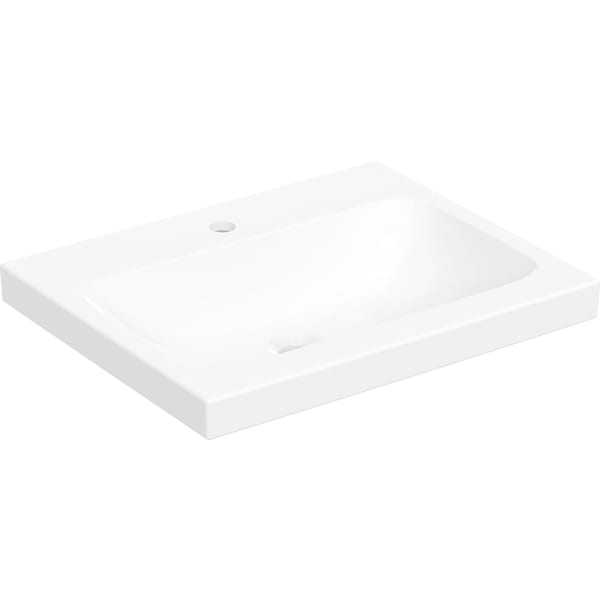 Geberit iCon Light Aufsatzwaschtisch 60x48cm mit Hahnloch, ohne Überlauf, weiß