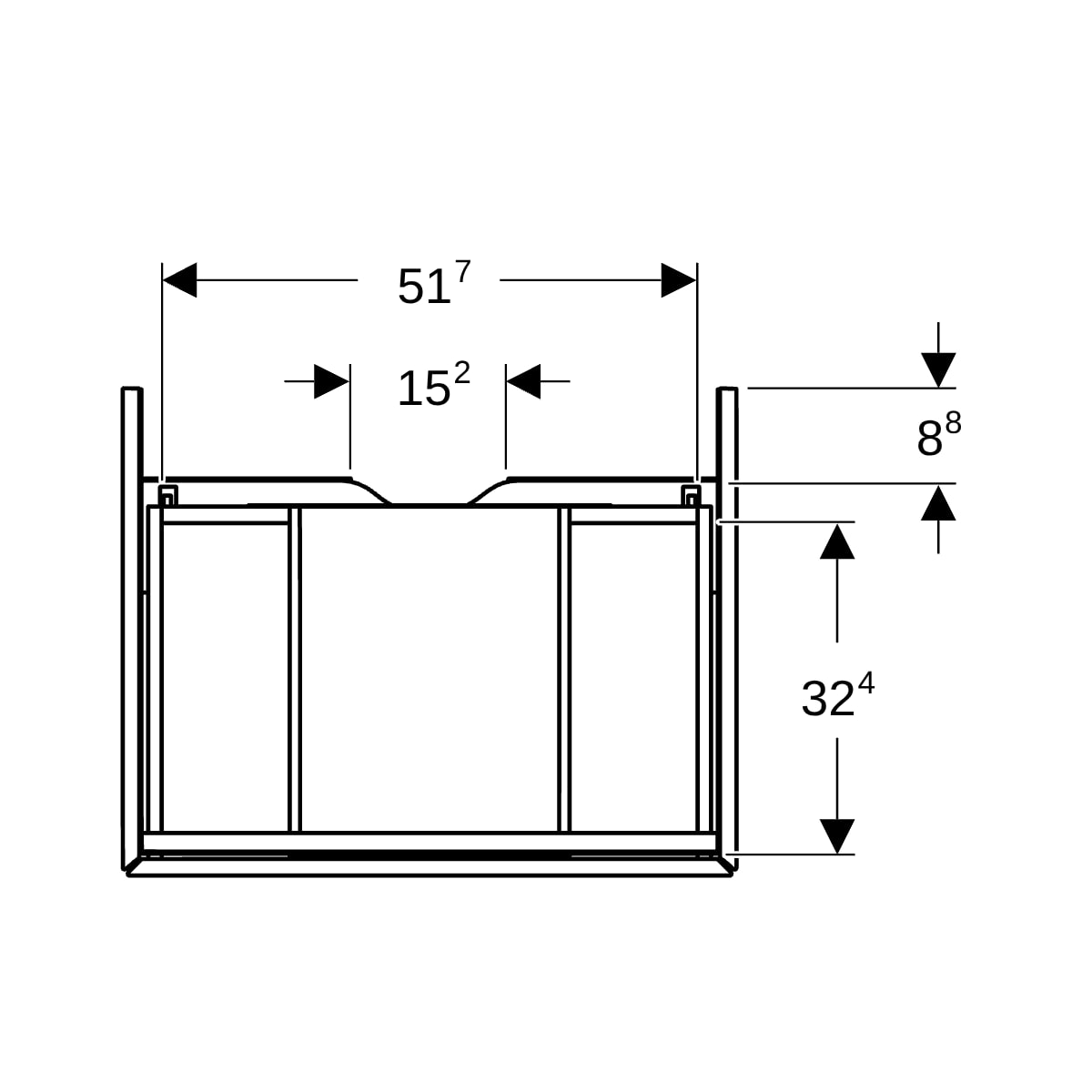 Geberit ONE Unterschrank für WT/-Platte 1 Schubl., 59,2x26,6x47cm, weiß hgl.