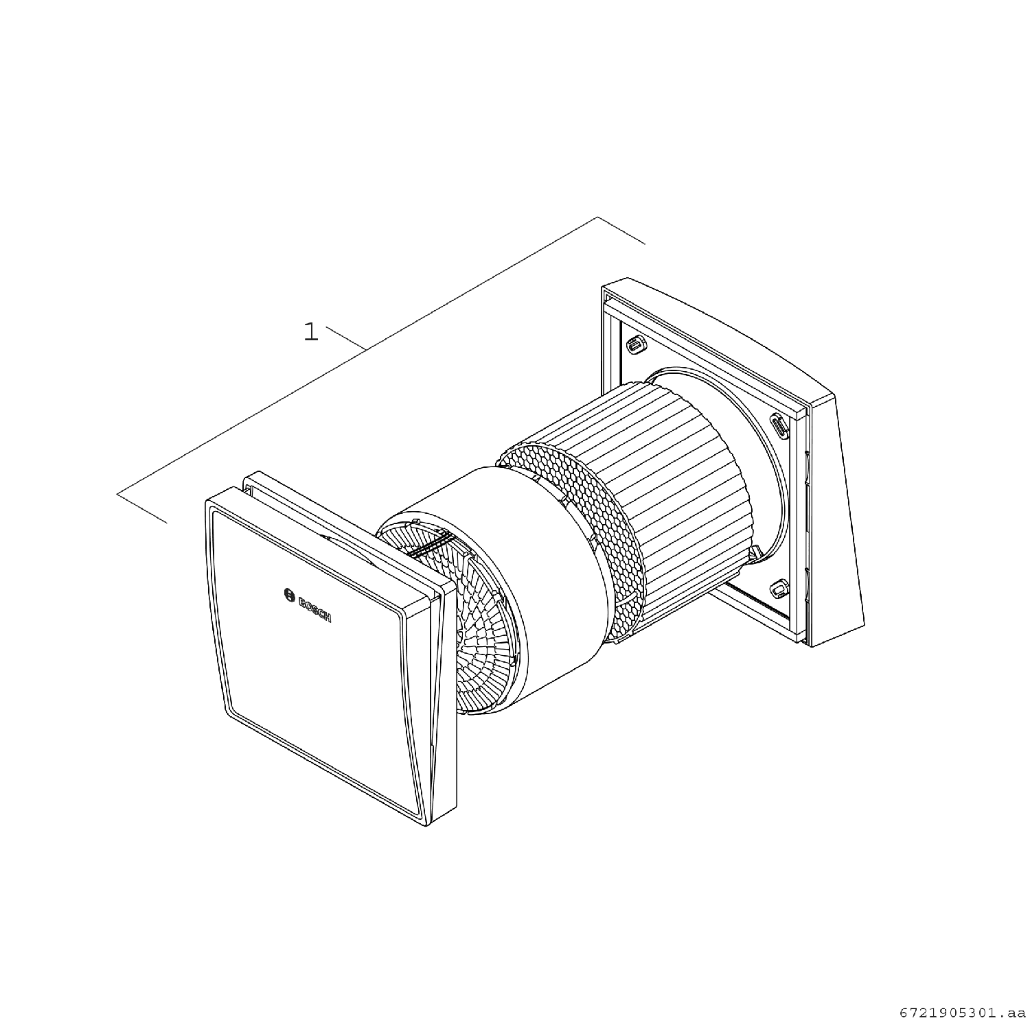 BOSCH dezentrale Lüftung V3000D 55 /K Komplettset: mit Montagerohr und Hauben