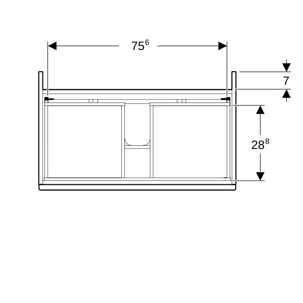 Geberit Renova Plan US für MWT, mit 1 Schbl. 78,8x60,5x47,3cm, weiß