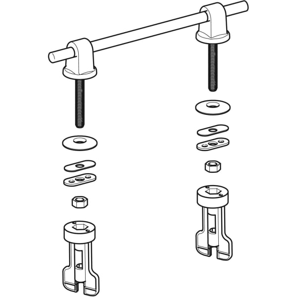 Geberit Set Scharniere mit Scharnierwelle f. WC-Sitz Befestigung von unten (2 St.)