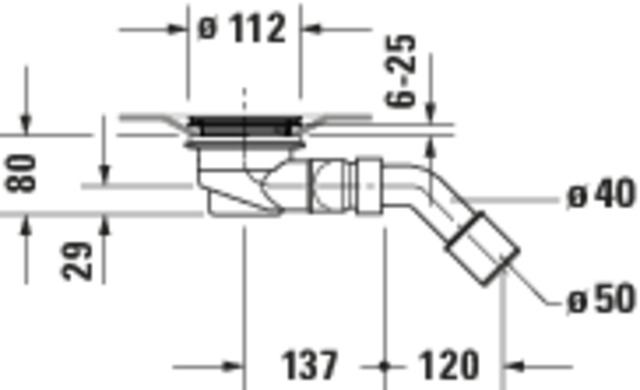 DU Sustano Duschwannenablauf,Durch.90mm Abgang waagrecht,50mm Sperrwasserh.