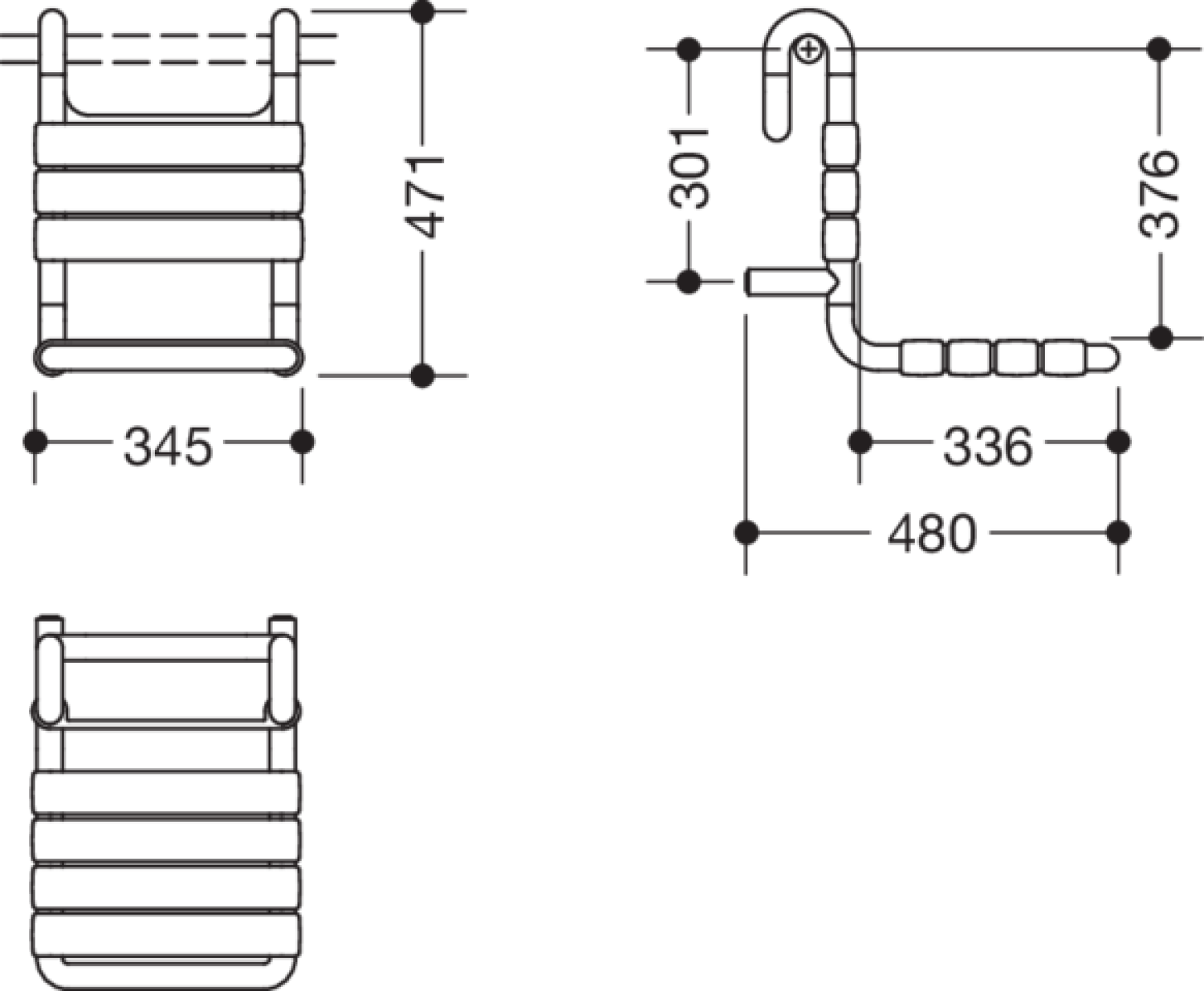 HEWI Einhängesitz Ser 801, B:345 mm, H:471 mm, T:480 mm lichtgrau