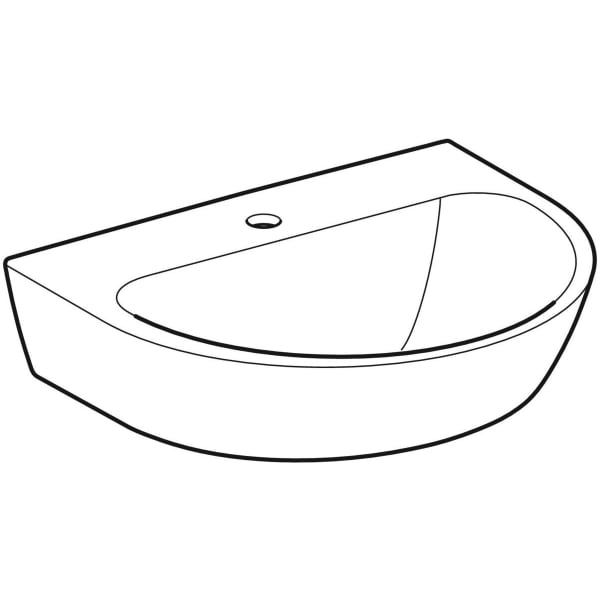Geberit Renova Waschtisch, 55x45cm m. Hl. mittig, o. Ül., weiß, KeraTect