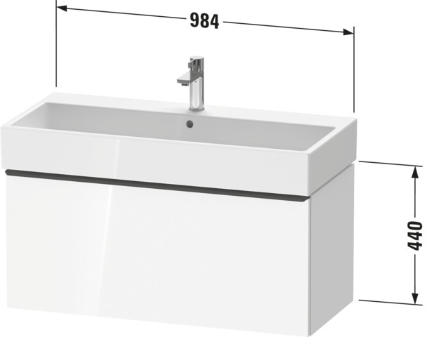 DU D-Neo WTU,Wdh,Ausz:1,Gr:Edelstahl Geb 984x442x440mm,Weiß Hochglanz,Dekor