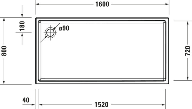 DU Starck Slimline Duschw. 1600x800x60mm Weiß