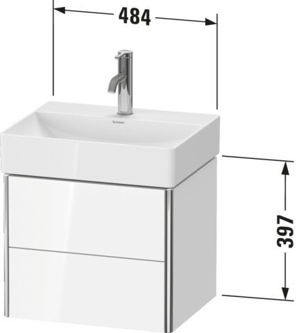 Duravit WTU XSquare wandhängend, 2 Schubk. 397x484x390mm, Graphit Matt