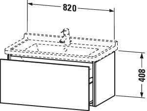 Duravit WTU wandh. L-Cube 469x820x408mm 1 Auszug, 030480, Betongrau Matt