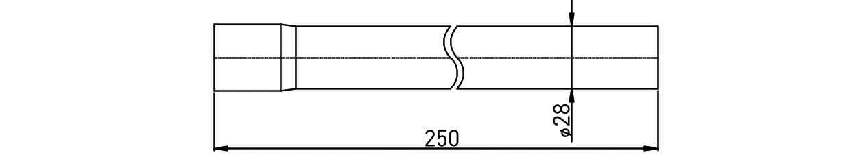 Kunststoff-Spülrohrverlängerung weiß f.Druckspüler 3/4" 28/26mm x 250mm lang