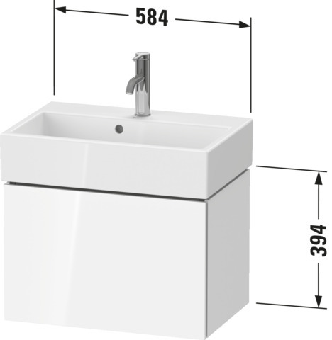 Duravit WTU L-Cube wandhängend, 1 Auszug 394x584x391mm, Eiche Schwarz