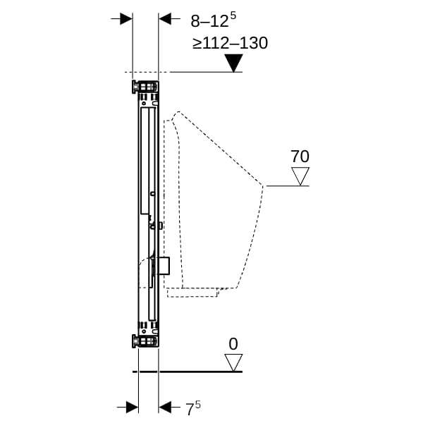 Geberit Kombifix Element für Urinal 109-127cm Universal, AP-Druckspüler