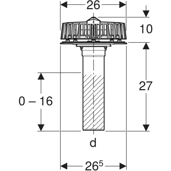 Geberit Pluvia Dachwassereinlauf m. Flansch, für Rinnen, d90, 25l/s