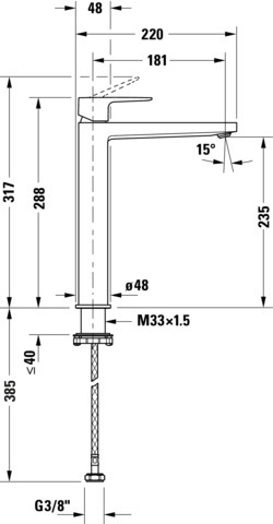 Duravit Manhattan Einh-WT-Mischer XL, ohne Zugstange, Chrom HG