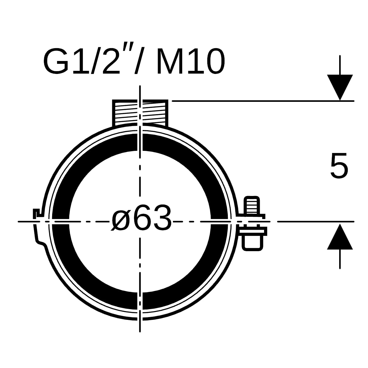 Geberit Silent-db20 Rohrschelle gedämmt mit Gewindemuffe M10 / G1/2 d63