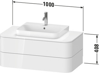 DU WTU HappyD2+ wandh.,408x1000x550mm 2Schubkästen, leinen f.ASB