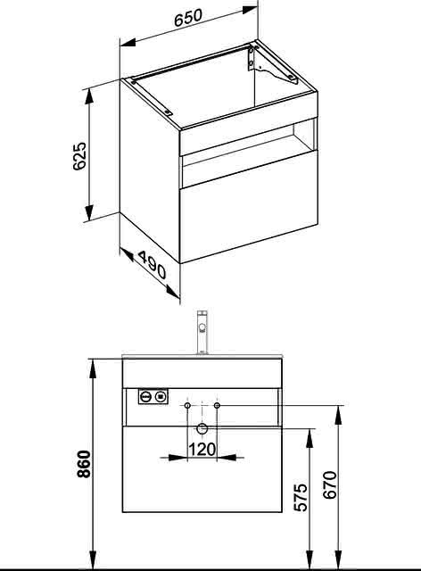 KEUCO WUB m.Ausz. Stageline 32852 Sd.u.Bel. 650x625x490mm weiß