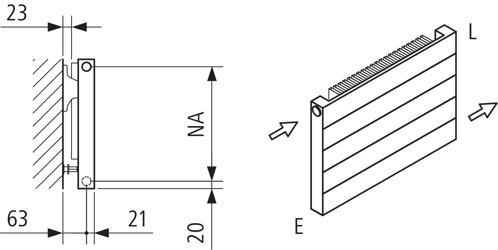 Kermi Heizwand HHN Typ11 BH140x61x1100mm QN414,weiß,6bar,o.Abd.,AB 12,LH120
