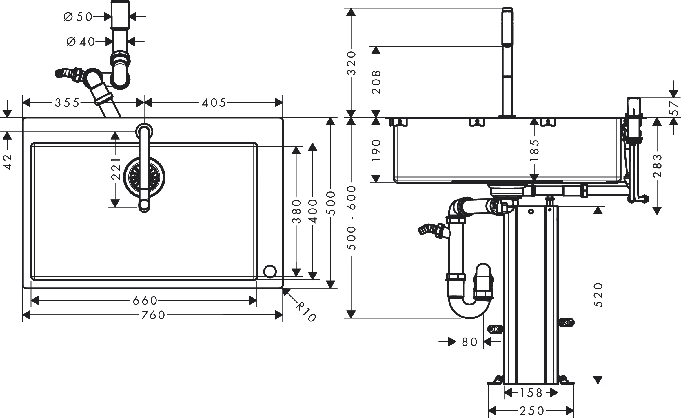 Hansgrohe Spülencombi 660 chrom  C71-F660-08