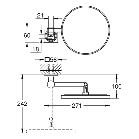 GROHE Kosmetikspiegel Allure 40967_1 Wandmontage hard graphite gebürstet